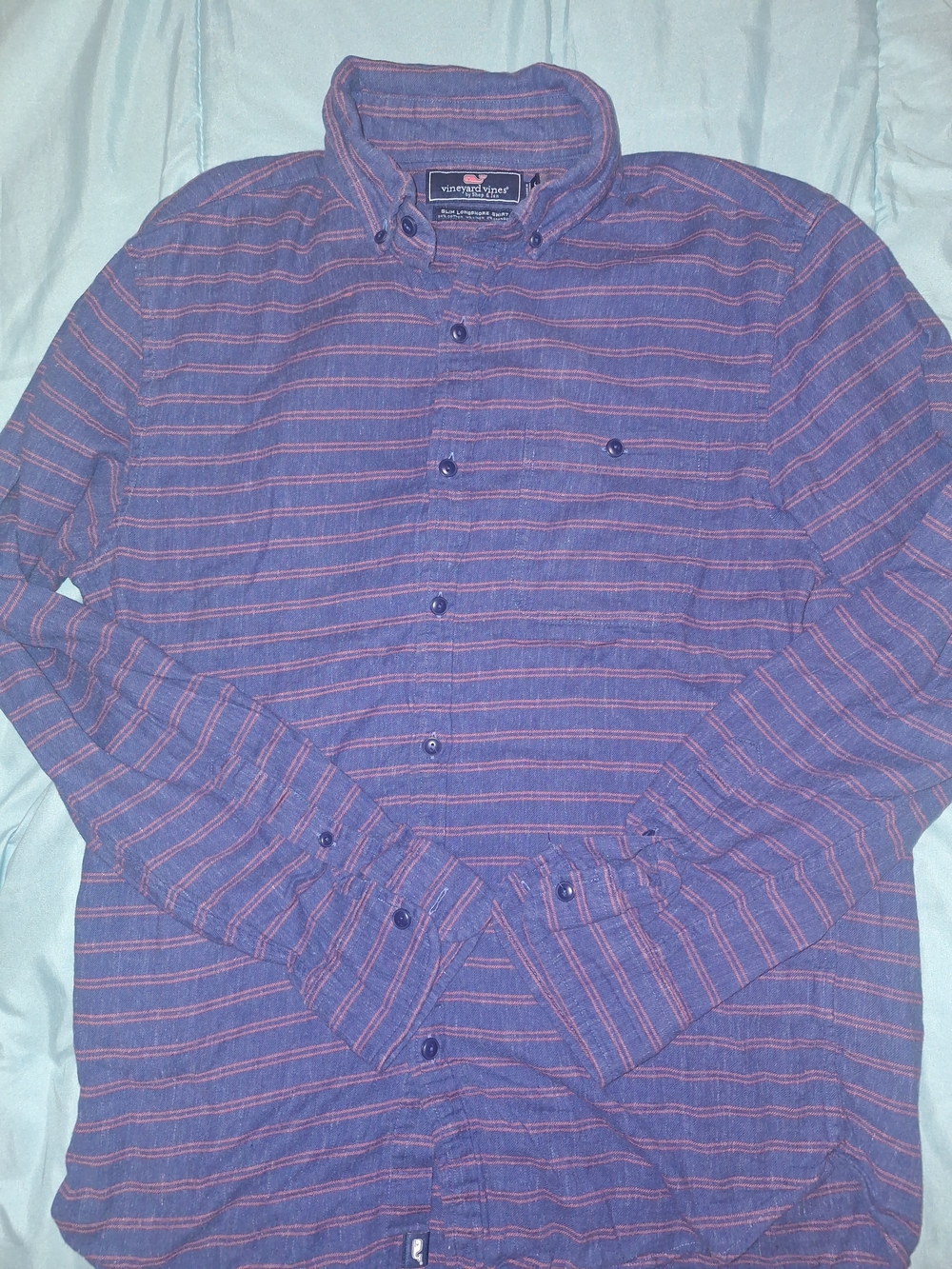 Vineyard Vines Men's Purple Striped Button-Down Shirt Size S Slim Fit